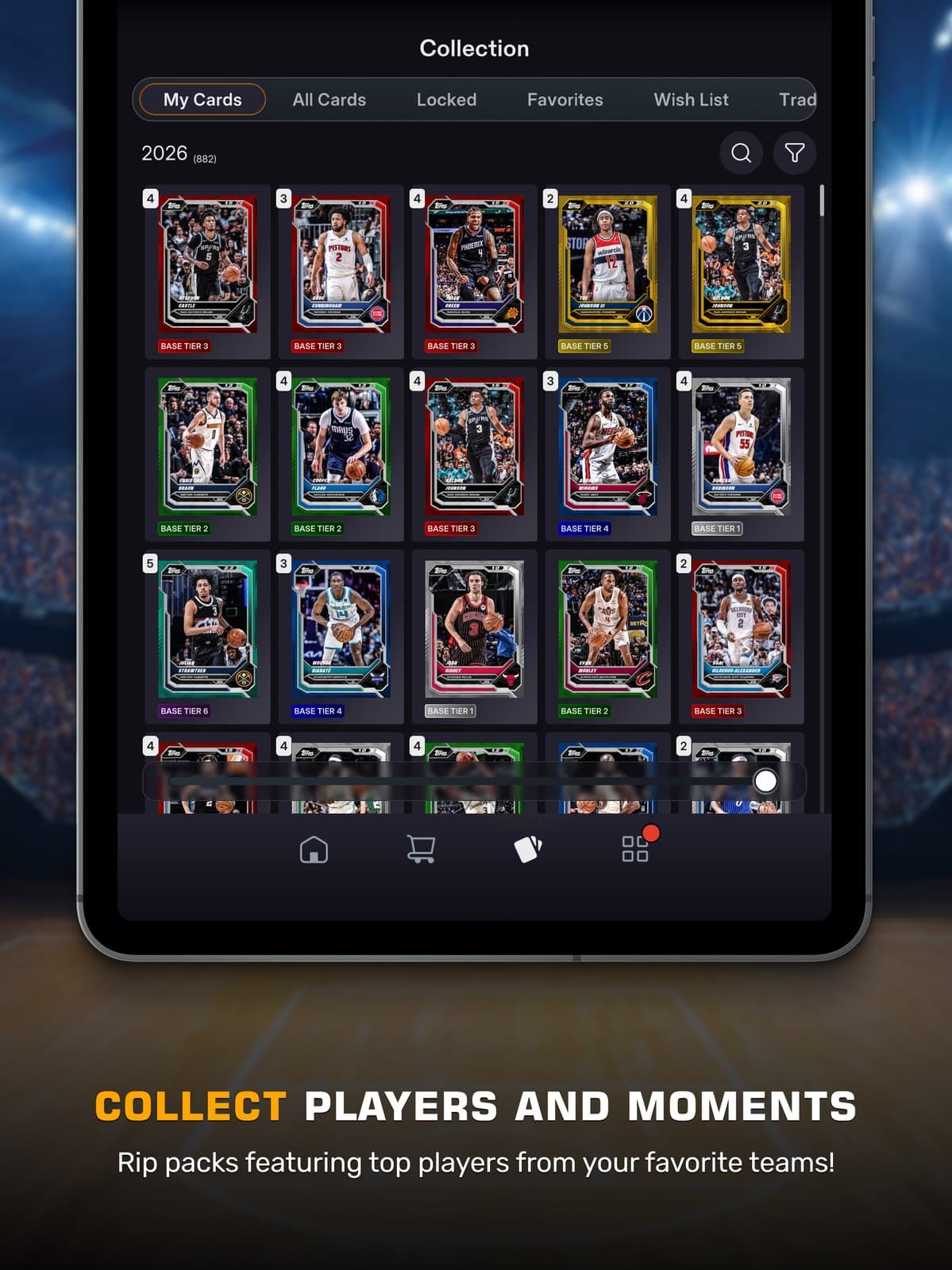 NBA Collect player collection screen