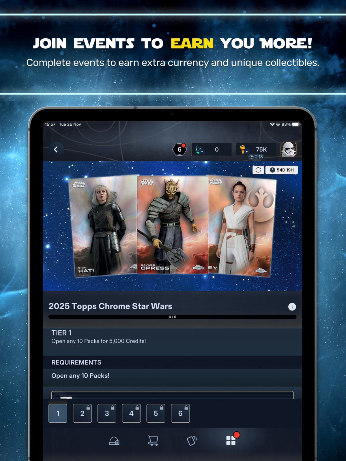 Star Wars Card Trader in-app event screen